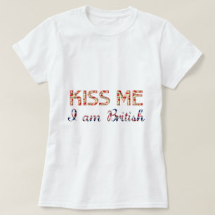 Camiseta Beije-me, sou britânico Engraçado Typografia Count