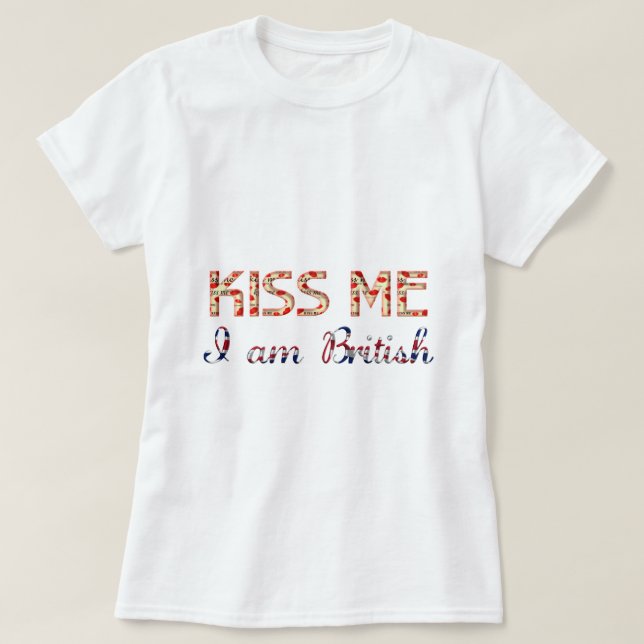 Camiseta Beije-me, sou britânico Engraçado Typografia Count (Frente do Design)
