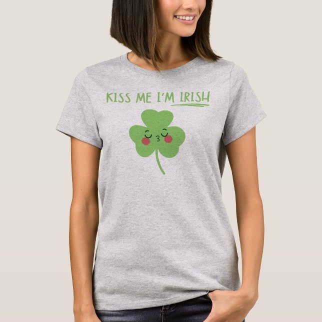 Camiseta Beije-me, sou Dia de São Patrício de Shamrock croc (Frente)