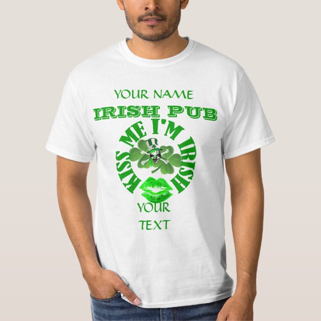 Camiseta Beije-me, sou Dia de São Patrício irlandês (Frente)