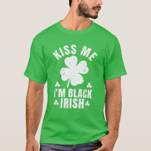 Camiseta Beije-me, sou Dia de São Patrício negro irlandê