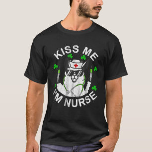 Camiseta Beije-me Sou enfermeira Llama Lucky Saint Patrick'