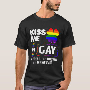Camiseta Beije-me, sou Gay ou Irlandês, Bebado ou qualquer