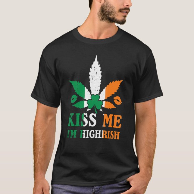 Camiseta Beije-me Sou Highrish Shamrock Irish St Patricks D (Frente)