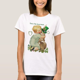 CAMISETA BEIJE-ME, SOU IRLANDÊS/BEBÊ, COELHO COM CHAPÉU DE