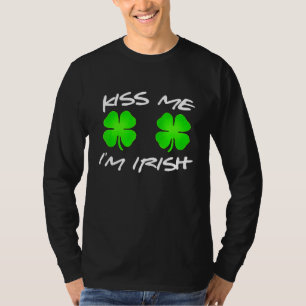 Camiseta Beije-me, sou irlandês com o irlandês Shamrock par