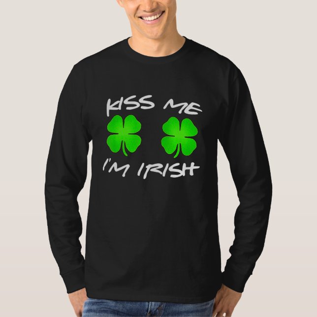 Camiseta Beije-me, sou irlandês com o irlandês Shamrock par (Frente)