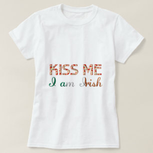 Camiseta Beije-me Sou Irlandês Engraçado Typografia Country