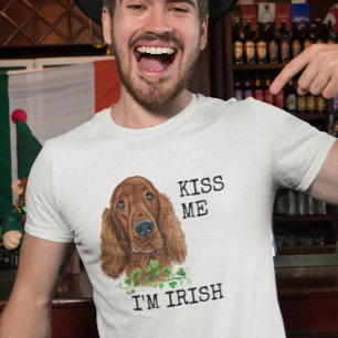 Camiseta Beije-me, sou Irlandês Setter Dog Shamrock