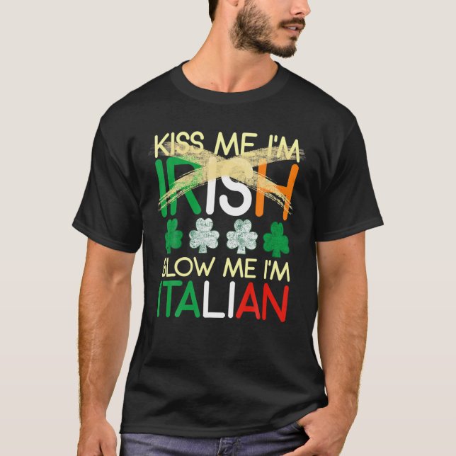 Camiseta Beije-me, sou irlandês, sou da Rua italiana do Pat (Frente)