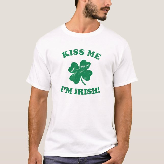 Camiseta Beije-me Sou Irlandês Vintage T-Shirt (Frente)