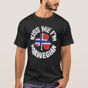 Camiseta Beije-me Sou norueguês Dia de São Patrício Engr
