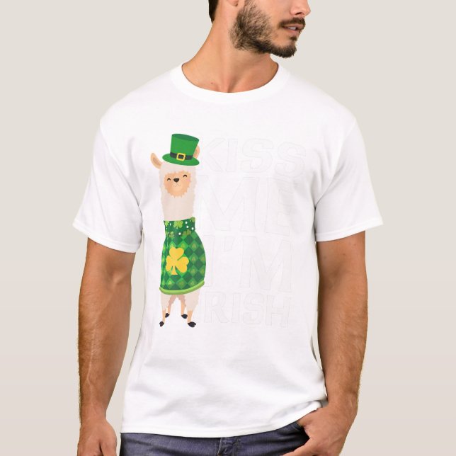 Camiseta Beije-me Sou o Dia de São Patrício irlandês Lama (Frente)