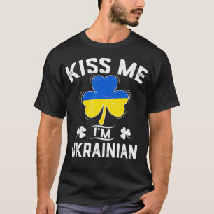 Camiseta Beije-me Sou Ucraniano Shamrock Flag St Patricks D