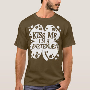 Camiseta Beije-me Sou um Barman Engraçado Presente Novament