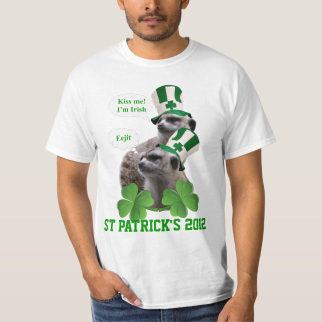 Camiseta Beije-me, sou um design irlandês de meerkat (Frente)