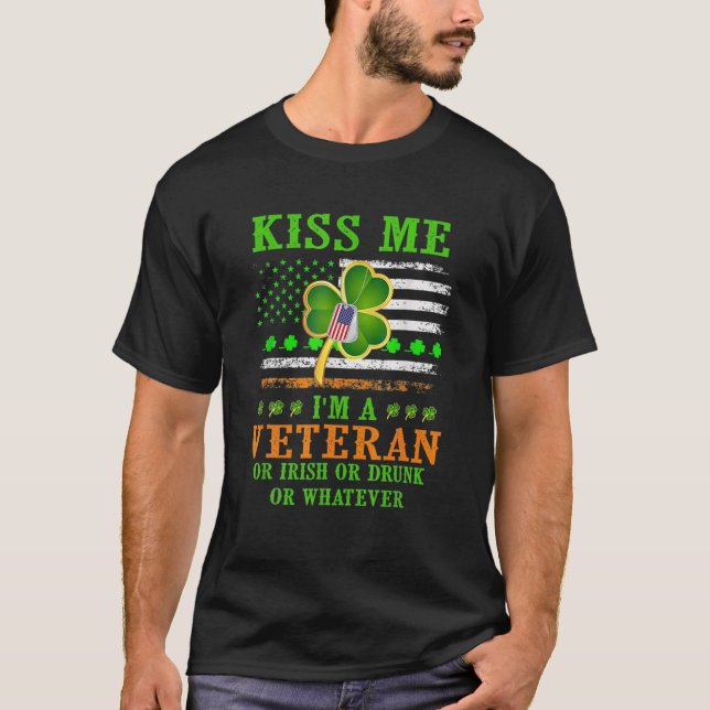 Camiseta Beije-me Sou um Dia de São Patrício irlandês Veter (Frente)