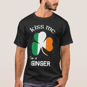Camiseta Beije-Me, Sou Uma Rua Engraçada Com Shamrock Ginge