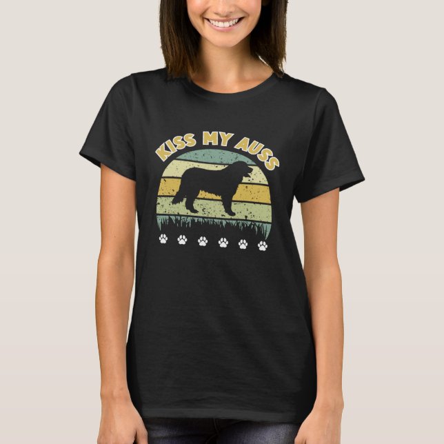 Camiseta Beije Meu Auss Aussie - Pastor Australiano (Frente)
