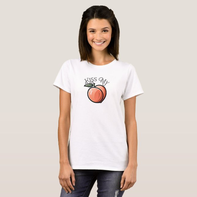 Camiseta Beije meu Pêssego Pêssegos Fruta Divertida (Frente Completa)