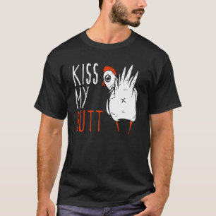 Camiseta Beije Meu Traseiro Fazendeiro de Frango Engraçado