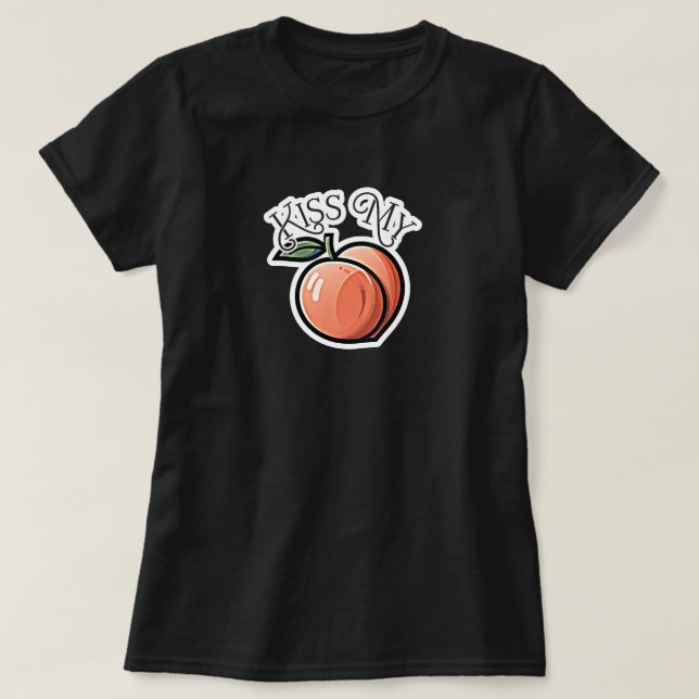 Camiseta Beije minha Pêssega Fruta Engraçada (Frente do Design)