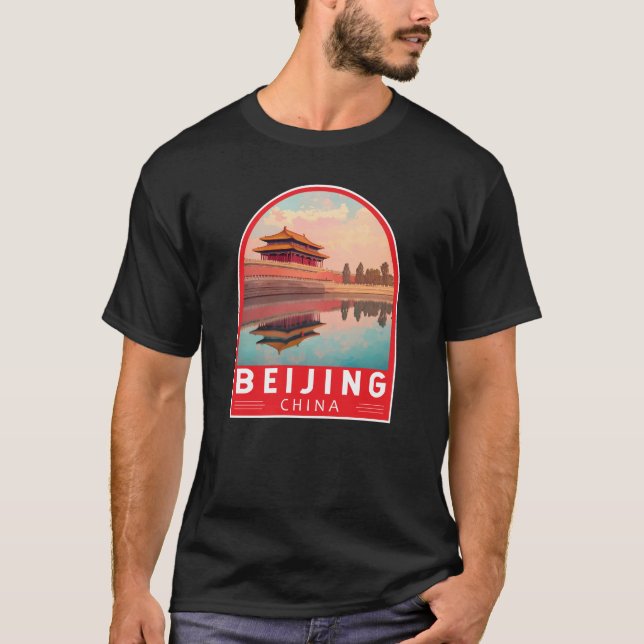 Camiseta Beijing China Travel Art Emblem (Frente)