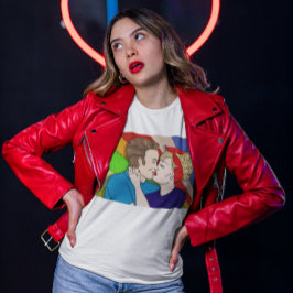 Camiseta Beijo com Casal retrô, arte Pop de 1950