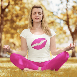 Camiseta Beijo de Batom Ombre Rosa Quente