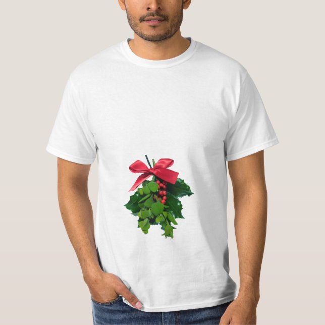 Camiseta Beijo do visco abaixo do t-shirt do Natal da (Frente)