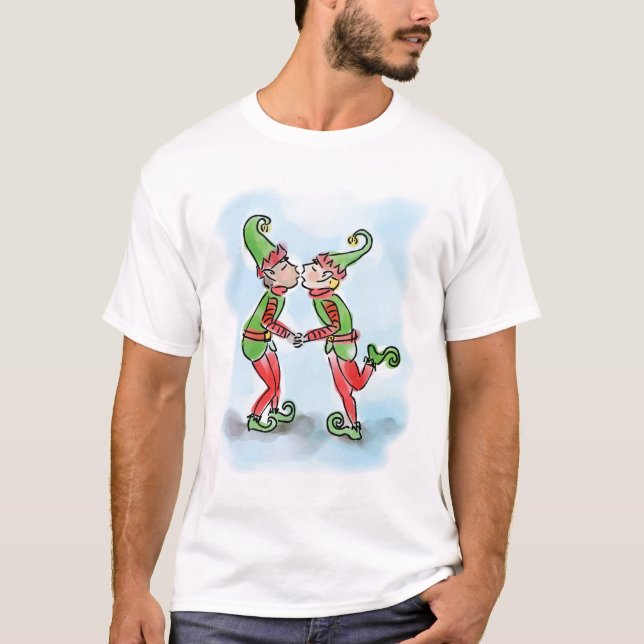 Camiseta Beijo dos duendes do feriado (Frente)