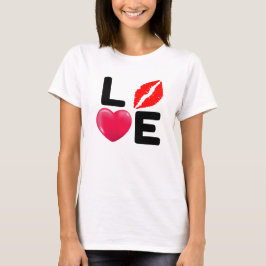 Camiseta Beijo e Coração do namorados LOVE