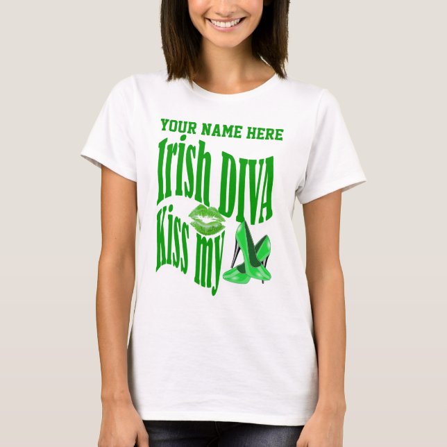 Camiseta Beijo irlandês da diva meus calçados (Frente)