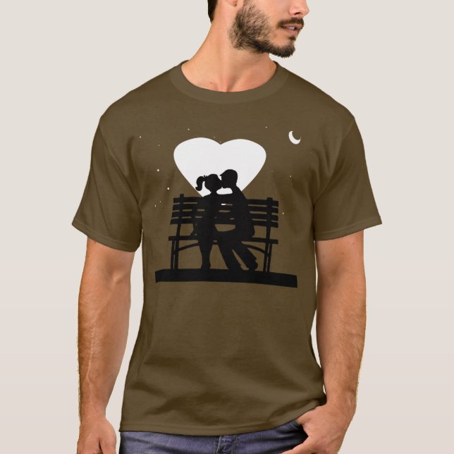 Camiseta beijo meados de do amor da noite (Frente)