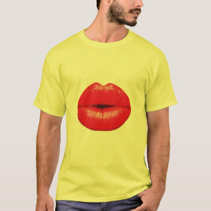 Camiseta Beijo vermelho do pop art do batom dos lábios