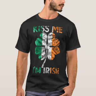 Camiseta Beijo Vintage Sou Irlandês Bandeira da Irlanda Tre