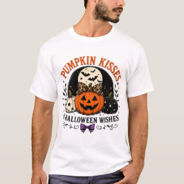 Camiseta Beijos de Abóbora e Desejos de Halloween