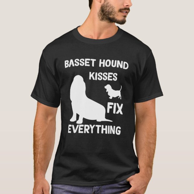 Camiseta Beijos de Caça-Basset consertam tudo o que o Caça- (Frente)