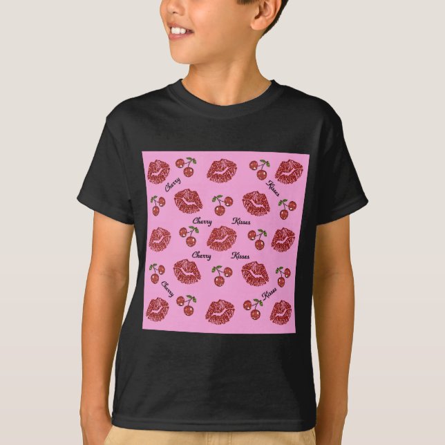 Camiseta Beijos de Cereja Rockabilly RAB em Rosa (Frente)