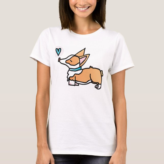 CAMISETA BEIJOS DE CORGI DOCES. (Frente)