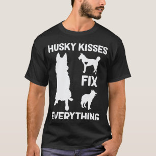 Camiseta Beijos de Husky Siberiano resolvem tudo Mãe de Hus