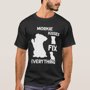 Camiseta Beijos de Morkie resolvem tudo mamãe de cachorro M