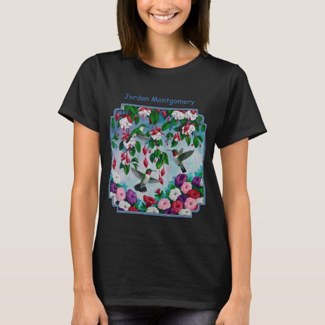 Camiseta Beijos do Jardim Flor de Fuchsia (Frente)