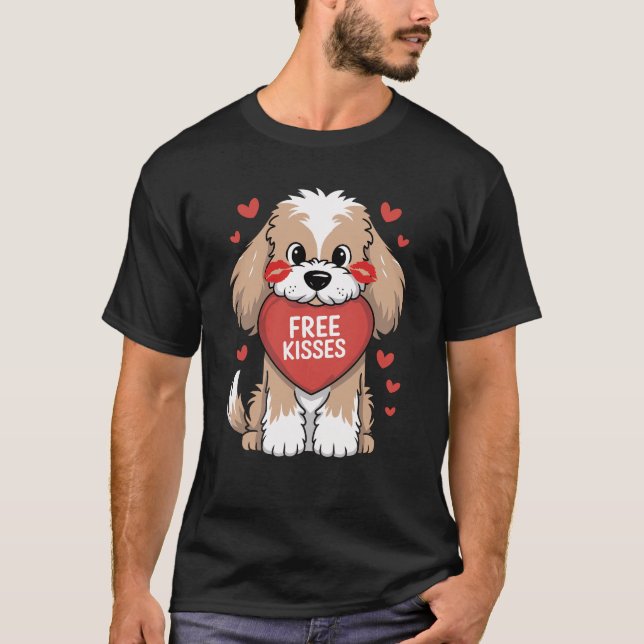 Camiseta Beijos sem Dia de os namorados de Cão Cockapoo (Frente)