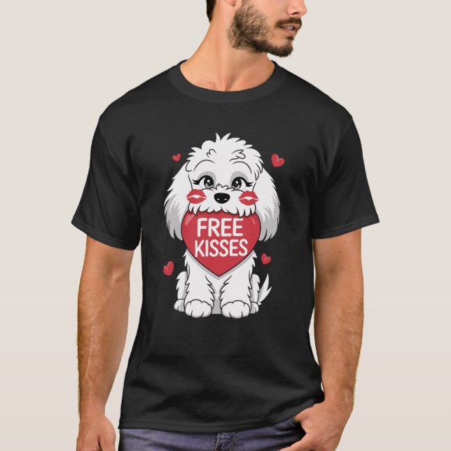 Camiseta Beijos sem Dia de os namorados de Cão Cockapoo (Frente)