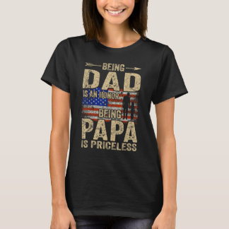 Camiseta Being A Dad Papa Retro Fathers Day USA Flag 1