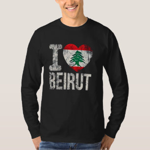 Camiseta Beirute Líbano Bandeira Libanesa Eu amo Beirute