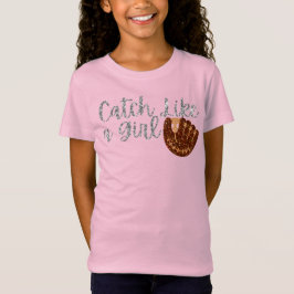 Camiseta Béisbol Pegue Como uma Garota Brilho