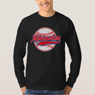Camiseta Béisbol Vintage Milwaukee Cityscape Para Hombres M