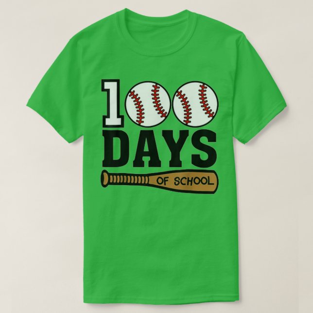 Camiseta Beisebol 100 dias de escola Feliz 100.º dia de ens (Frente do Design)